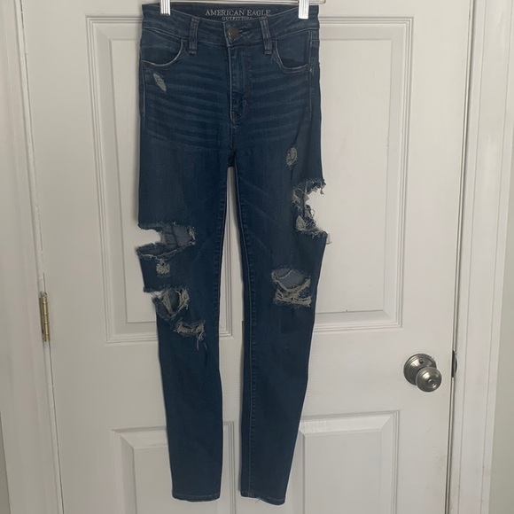 American Eagle Distressed Hi-Rise Jeans Size 0 #174 - Picture 1 of 10